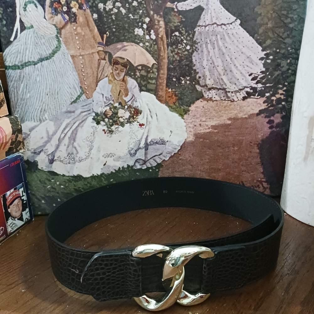 🎁Zara Leather Belt Brown Alligator🇪🇸 Pattern,Fits 27"-34",Like New!,🎁 🍎 💝 - Picture 11 of 12